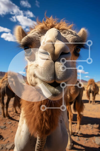 Σετ των 2 Intra Συλλεκτικό Ξύλινο Παζλ Plywood  4mm - Όμορφη κοντινή λήψη του προσώπου μιας καμήλας Σε Ξύλινο Κουτί - Διαστάσεις: 10x10 cm – 25 κομμάτια