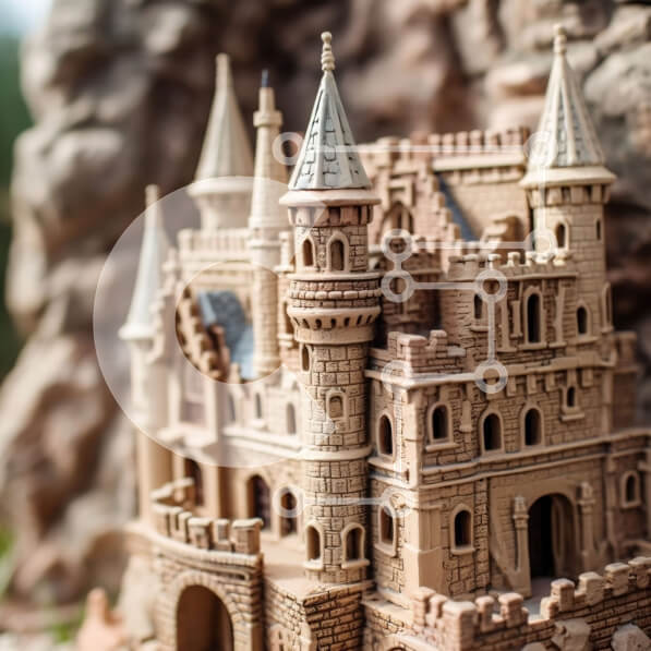 Intra Συλλεκτικό Ξύλινο Παζλ Plywood  4mm - Κάστρο από άμμο με περίπλοκες λεπτομέρειες και μεσαιωνική ανατροπή Σε Ξύλινο Κουτί - Διαστάσεις Puzzle: 10x10 cm – 25 κομμάτια