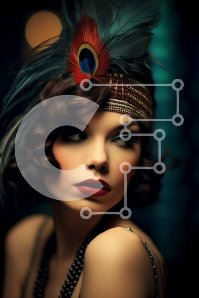 Intra Συλλεκτικό Ξύλινο Παζλ Plywood  4mm - Όμορφη εικόνα της γυναίκας Flapper με φόρεμα της δεκαετίας του 1920 και φτερωτό κεφάλι Σε Ξύλινο Κουτί - Διαστάσεις Puzzle: 10x10 cm – 25 κομμάτια