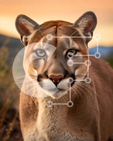 Σετ των 2 Intra Συλλεκτικό Ξύλινο Παζλ Plywood  4mm - Όμορφη εικόνα ενός βουνού λιονταριού (Cougar) Σε Ξύλινο Κουτί - Διαστάσεις: 10x10 cm – 25 κομμάτια