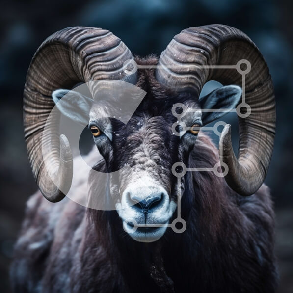 Intra Συλλεκτικό Ξύλινο Παζλ Plywood  4mm - Όμορφη εικόνα ενός καφέ κριού με σγουρά κέρατα Σε Ξύλινο Κουτί - Διαστάσεις: 10x10 cm – 25 κομμάτια