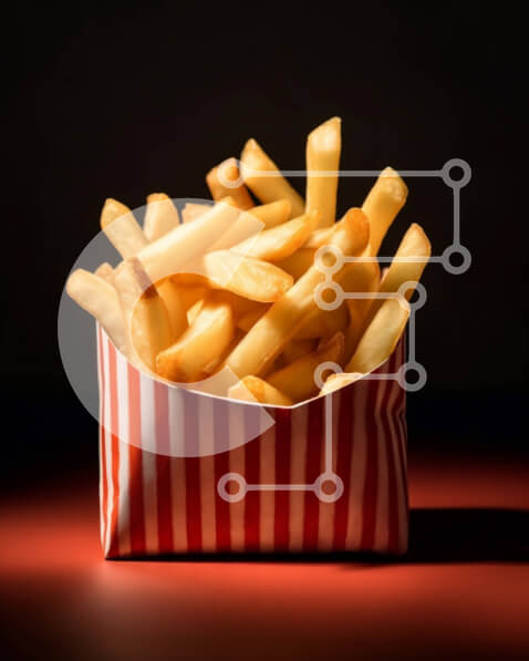 Σετ των 2 Intra Συλλεκτικό Ξύλινο Παζλ Plywood  4mm - Νόστιμες τηγανιτές πατάτες σε κλασική κόκκινη και λευκή ριγέ χάρτινη σακούλα Σε Ξύλινο Κουτί - Διαστάσεις: 10x10 cm – 25 κομμάτια