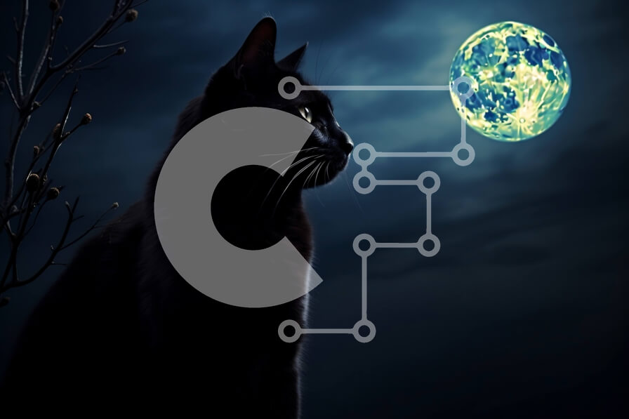 Σετ των 2 Intra Συλλεκτικό Ξύλινο Παζλ Plywood  4mm - Σαγηνευτική εικόνα της Μαύρης Γάτας και της Πανσέληνου Σε Ξύλινο Κουτί - Διαστάσεις: 10x10 cm – 25 κομμάτια