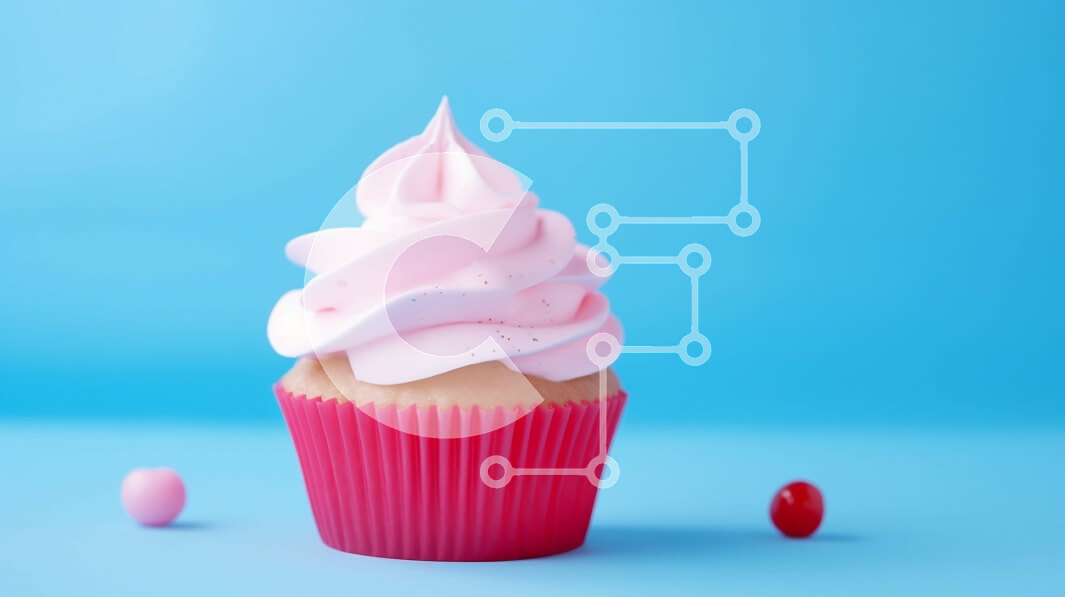 Σετ των 2 Intra Συλλεκτικό Ξύλινο Παζλ Plywood  4mm - Ροζ Cupcake με άσπρο πάγωμα σε μπλε φόντο Σε Ξύλινο Κουτί - Διαστάσεις: 10x10 cm – 25 κομμάτια