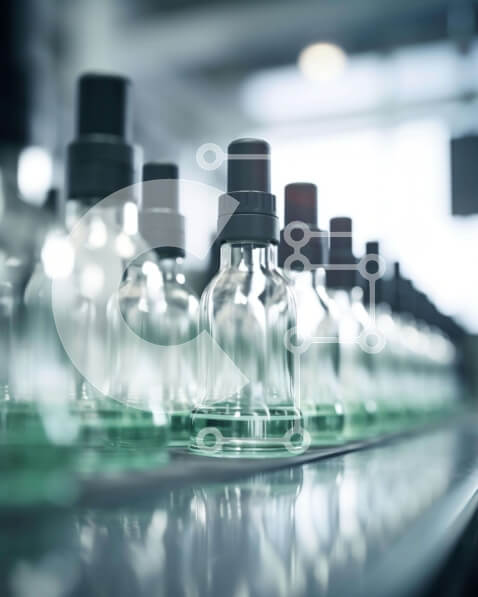 Intra Συλλεκτικό Ξύλινο Παζλ Plywood  4mm - Διαφανή μπουκάλια σε μεταφορική ταινία σε βιομηχανικό περιβάλλον Σε Ξύλινο Κουτί - Διαστάσεις Puzzle: 10x10 cm – 25 κομμάτια