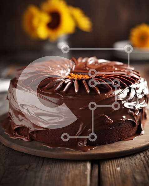 Σετ των 2 Intra Συλλεκτικό Ξύλινο Παζλ Plywood  4mm - Λαχταριστή εικόνα του κέικ σοκολάτας με παγωμένο σοκολάτα Σε Ξύλινο Κουτί - Διαστάσεις: 10x10 cm – 25 κομμάτια