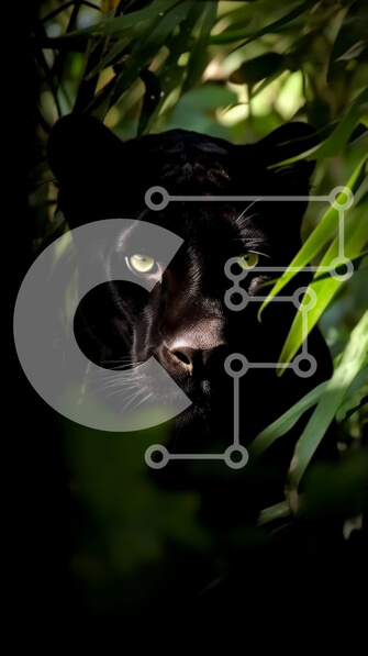 Σετ των 2 Intra Συλλεκτικό Ξύλινο Παζλ Plywood  4mm - Όμορφη εικόνα ενός μαύρου πάνθηρα σε ένα δάσος μπαμπού Σε Ξύλινο Κουτί - Διαστάσεις: 10x10 cm – 25 κομμάτια