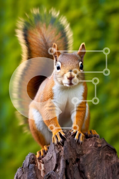 Σετ των 2 Intra Συλλεκτικό Ξύλινο Παζλ Plywood  4mm - Κόκκινος σκίουρος στον κορμό δέντρου που κοιτάζει την κάμερα Σε Ξύλινο Κουτί - Διαστάσεις: 10x10 cm – 25 κομμάτια