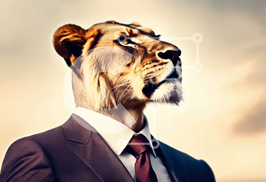 Intra Συλλεκτικό Ξύλινο Παζλ Plywood  4mm - Επιχειρηματίας με καπέλο λιονταριού Σε Ξύλινο Κουτί - Διαστάσεις Puzzle: 10x10 cm – 25 κομμάτια