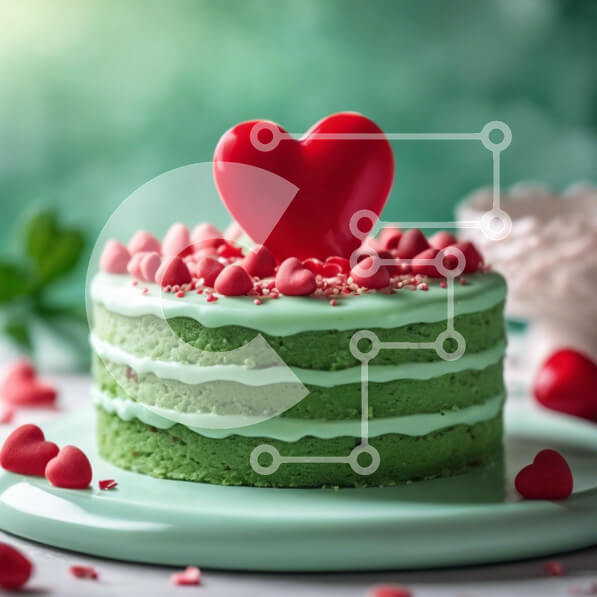 Σετ των 2 Intra Συλλεκτικό Ξύλινο Παζλ Plywood  4mm - Κέικ σε σχήμα καρδιάς με κόκκινες καρδιές και ψεκάζει σε λευκό πιάτο Σε Ξύλινο Κουτί - Διαστάσεις: 10x10 cm – 25 κομμάτια