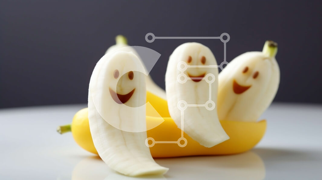 Σετ των 2 Intra Συλλεκτικό Ξύλινο Παζλ Plywood  4mm - Αναποδογυρισμένη Smiley Face Μπανάνα σύνθεση για σνακ και επιδόρπια Σε Ξύλινο Κουτί - Διαστάσεις: 10x10 cm – 25 κομμάτια