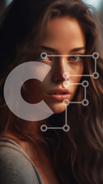 Intra Συλλεκτικό Ξύλινο Παζλ Plywood  4mm - Σοβαρή νεαρή γυναίκα με μακριά καστανά μαλλιά και λευκό πουκάμισο Σε Ξύλινο Κουτί - Διαστάσεις Puzzle: 10x10 cm – 25 κομμάτια