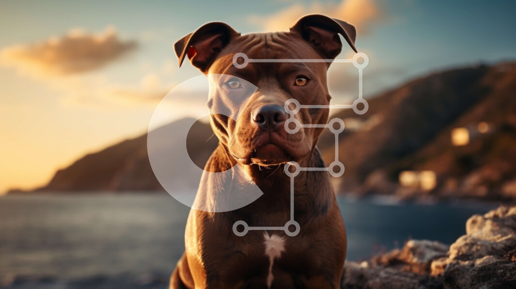 Intra Συλλεκτικό Ξύλινο Παζλ Plywood  4mm - Καφέ σκυλί που κάθεται στο Rocky Cliff στο ηλιοβασίλεμα Σε Ξύλινο Κουτί - Διαστάσεις: 10x10 cm – 25 κομμάτια