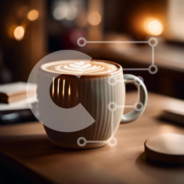 Σετ των 2 Intra Συλλεκτικό Ξύλινο Παζλ Plywood  4mm - Ζεστή και χαλαρωτική σκηνή με λευκό φλιτζάνι καφέ και Latte Art Design Σε Ξύλινο Κουτί - Διαστάσεις: 10x10 cm – 25 κομμάτια