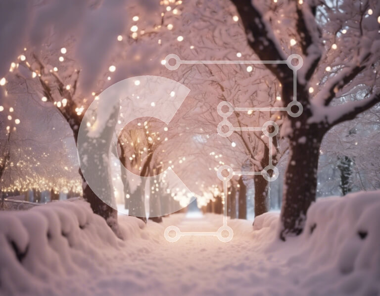 Intra Συλλεκτικό Ξύλινο Παζλ Plywood  4mm - Χειμερινή Χώρα των Θαυμάτων - Χιονισμένο μονοπάτι με στολισμένα δέντρα Σε Ξύλινο Κουτί - Διαστάσεις Puzzle: 10x10 cm – 25 κομμάτια