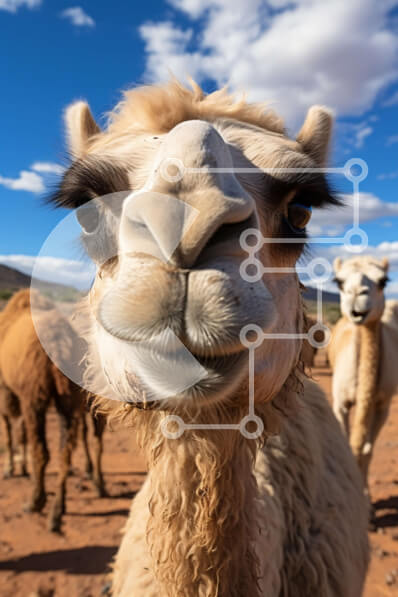 Σετ των 2 Intra Συλλεκτικό Ξύλινο Παζλ Plywood  4mm - Όμορφη εικόνα με καμήλες στην έρημο με φόντο μπλε του ουρανού Σε Ξύλινο Κουτί - Διαστάσεις: 10x10 cm – 25 κομμάτια