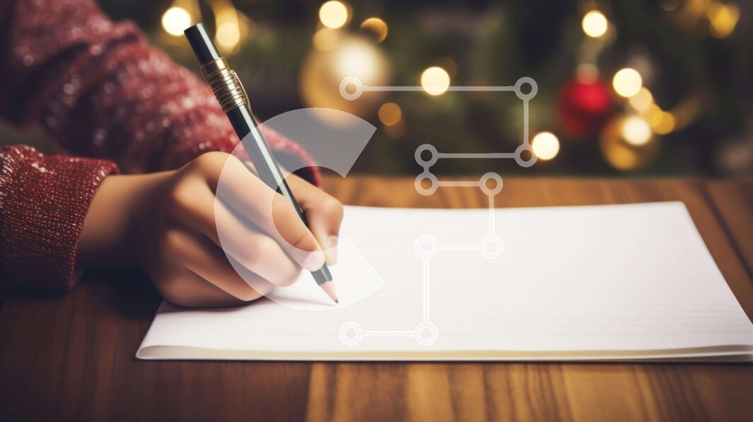 Intra Συλλεκτικό Ξύλινο Παζλ Plywood  4mm - Άτομο που γράφει μπροστά από τα χριστουγεννιάτικα φώτα και τις διακοσμήσεις Σε Ξύλινο Κουτί - Διαστάσεις Puzzle: 10x10 cm – 25 κομμάτια