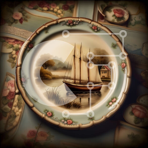 Intra Συλλεκτικό Ξύλινο Παζλ Plywood  4mm - Όμορφη ζωγραφική ενός ιστιοφόρου σε μια γαλήνια λίμνη Σε Ξύλινο Κουτί - Διαστάσεις: 10x10 cm – 25 κομμάτια