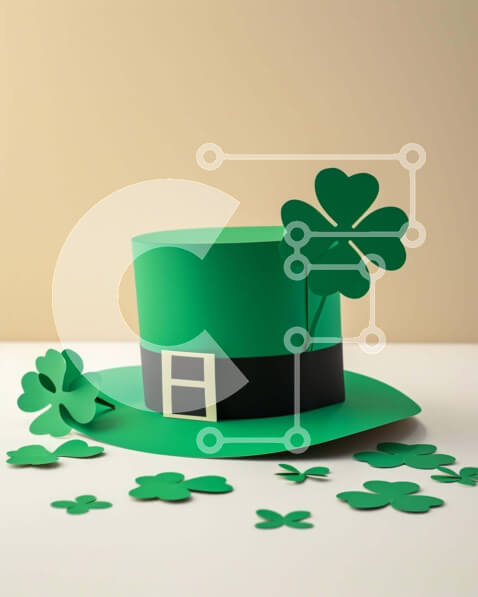 Intra Συλλεκτικό Ξύλινο Παζλ Plywood  4mm - Χάρτινο καπέλο του Αγίου Πατρικίου με τριφύλλια Σε Ξύλινο Κουτί - Διαστάσεις: 10x10 cm – 25 κομμάτια