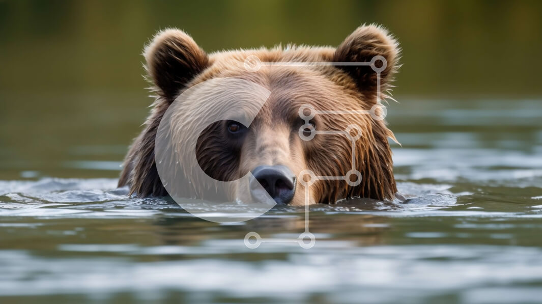 Σετ των 2 Intra Συλλεκτικό Ξύλινο Παζλ Plywood  4mm - Όμορφη εικόνα μιας καφέ αρκούδας που κολυμπά σε μια λίμνη Σε Ξύλινο Κουτί - Διαστάσεις: 10x10 cm – 25 κομμάτια