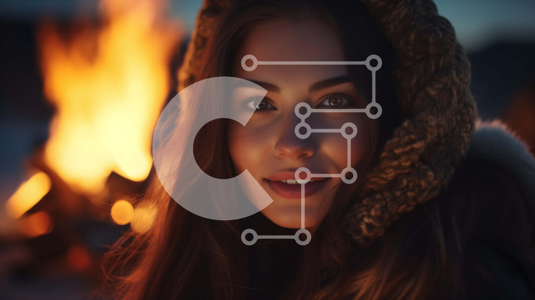 Intra Συλλεκτικό Ξύλινο Παζλ Plywood  4mm - Νεαρή γυναίκα που απολαμβάνει ένα ζεστό λάκκο φωτιάς το χειμώνα Σε Ξύλινο Κουτί - Διαστάσεις Puzzle: 10x10 cm – 25 κομμάτια