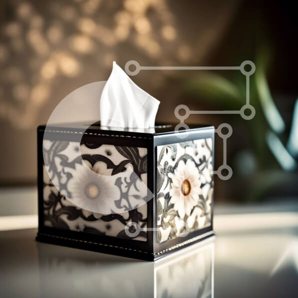 Intra Συλλεκτικό Ξύλινο Παζλ Plywood  4mm - Κομψό, μαύρο και άσπρο, λουλουδάτο κουτί χαρτομάντιλο για διακόσμηση σπιτιού Σε Ξύλινο Κουτί - Διαστάσεις: 10x10 cm – 25 κομμάτια