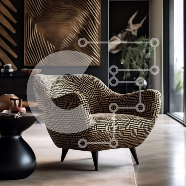 Intra Συλλεκτικό Ξύλινο Παζλ Plywood  4mm - Κομψό σαλόνι με μαύρο και χρυσό τοίχο Σε Ξύλινο Κουτί - Διαστάσεις Puzzle: 10x10 cm – 25 κομμάτια