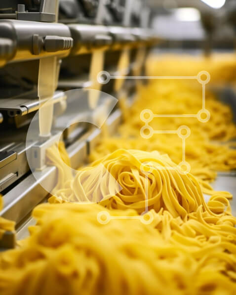 Intra Συλλεκτικό Ξύλινο Παζλ Plywood  4mm - Μεταφορική ταινία Επεξεργασία Κίτρινων Ζυμαρικών Noodles Σε Ξύλινο Κουτί - Διαστάσεις Puzzle: 10x10 cm – 25 κομμάτια