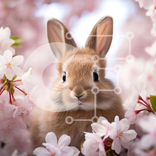 Intra Συλλεκτικό Ξύλινο Παζλ Plywood  4mm - Καφέ λαγουδάκι σε έναν κήπο με ροζ και λευκά άνθη Σε Ξύλινο Κουτί - Διαστάσεις: 10x10 cm – 25 κομμάτια