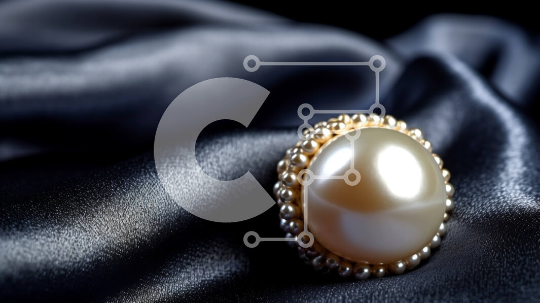 Intra Συλλεκτικό Ξύλινο Παζλ Plywood  4mm - Κομψό λευκό μαργαριτάρι δαχτυλίδι σε μαύρο σατέν ύφασμα Σε Ξύλινο Κουτί - Διαστάσεις Puzzle: 10x10 cm – 25 κομμάτια