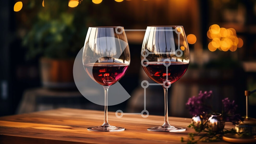 Σετ των 2 Intra Συλλεκτικό Ξύλινο Παζλ Plywood  4mm - Ποτήρια κρασιού με κόκκινο κρασί σε ξύλινο τραπέζι Σε Ξύλινο Κουτί - Διαστάσεις: 10x10 cm – 25 κομμάτια