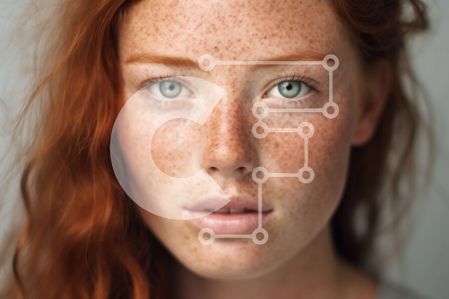 Intra Συλλεκτικό Ξύλινο Παζλ Plywood  4mm - Εκπληκτική εικόνα μιας γυναίκας με κόκκινα μαλλιά και πράσινα μάτια Σε Ξύλινο Κουτί - Διαστάσεις Puzzle: 10x10 cm – 25 κομμάτια