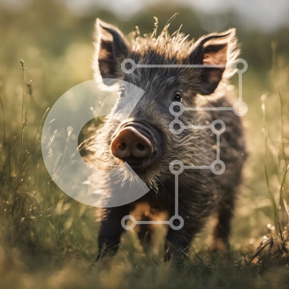 Intra Συλλεκτικό Ξύλινο Παζλ Plywood  4mm - Μικρό αγριογούρουνο που στέκεται σε ένα χωράφι με ψηλό γρασίδι Σε Ξύλινο Κουτί - Διαστάσεις: 10x10 cm – 25 κομμάτια