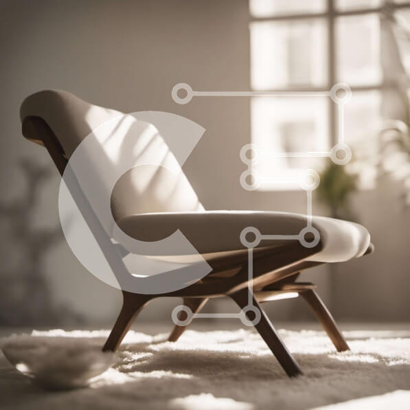 Intra Συλλεκτικό Ξύλινο Παζλ Plywood  4mm - Μοντέρνο μινιμαλιστικό σαλόνι με λευκή δερμάτινη πολυθρόνα Σε Ξύλινο Κουτί - Διαστάσεις Puzzle: 10x10 cm – 25 κομμάτια