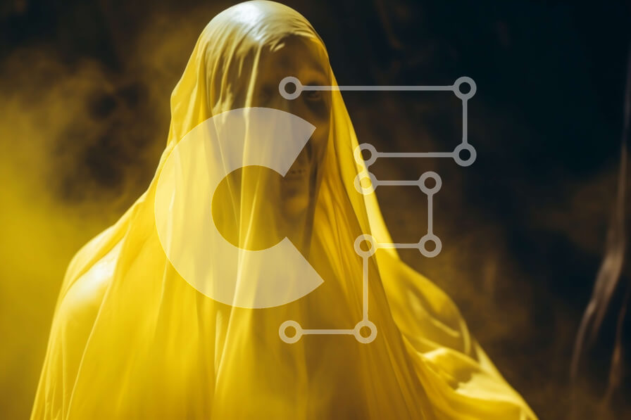 Intra Συλλεκτικό Ξύλινο Παζλ Plywood  4mm - Φιγούρα ντυμένη με κίτρινο χρώμα σε ένα μυστηριώδες περιβάλλον Σε Ξύλινο Κουτί - Διαστάσεις Puzzle: 10x10 cm – 25 κομμάτια