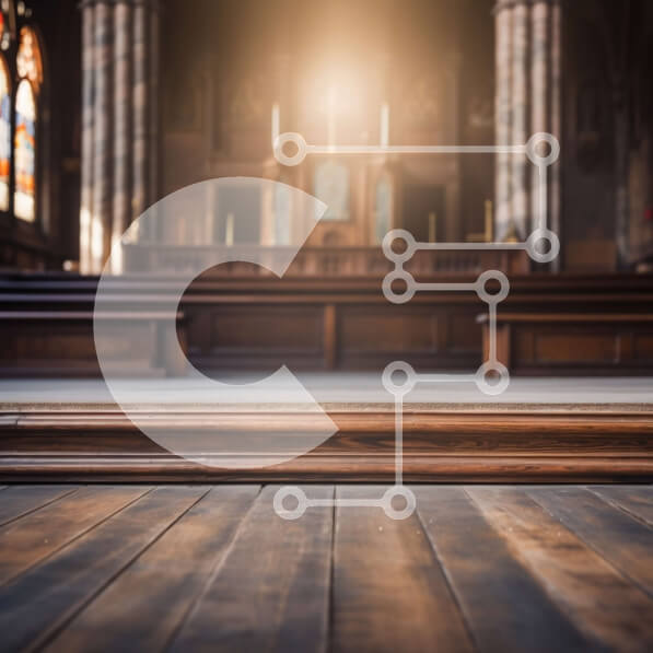 Intra Συλλεκτικό Ξύλινο Παζλ Plywood  4mm - Κενή εκκλησία με ξύλινα στασίδια και βωμό Σε Ξύλινο Κουτί - Διαστάσεις Puzzle: 10x10 cm – 25 κομμάτια