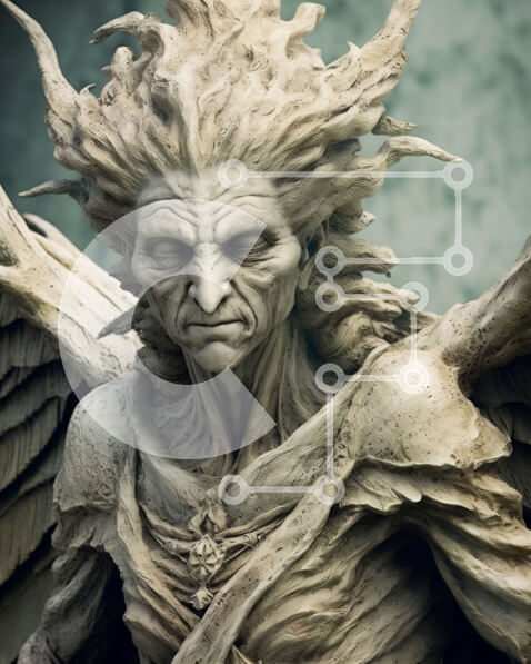 Intra Συλλεκτικό Ξύλινο Παζλ Plywood  4mm - Γαληνό άγαλμα αγγέλου με επιγραφή απόσπασμα της Βίβλου Σε Ξύλινο Κουτί - Διαστάσεις Puzzle: 10x10 cm – 25 κομμάτια