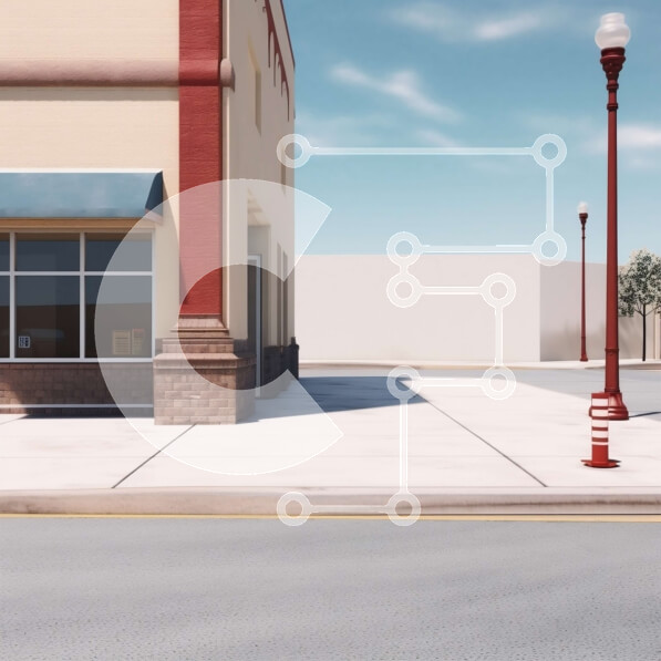 Intra Συλλεκτικό Ξύλινο Παζλ Plywood  4mm - Αστική σκηνή δρόμου με πυροσβεστικό υδρομασάζ και καφετέρια Σε Ξύλινο Κουτί - Διαστάσεις Puzzle: 10x10 cm – 25 κομμάτια