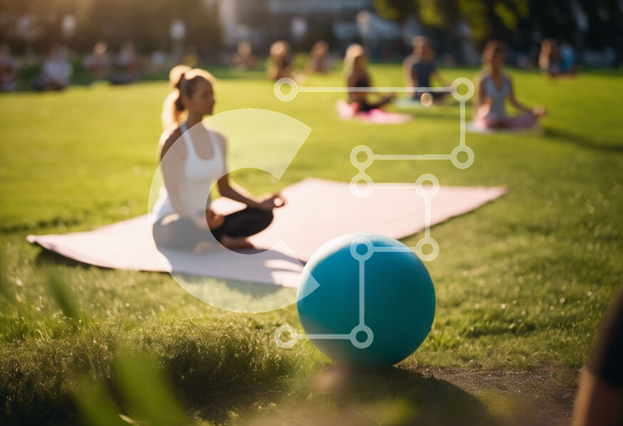 Intra Συλλεκτικό Ξύλινο Παζλ Plywood  4mm - Ομάδα ανθρώπων που κάνουν γιόγκα στο πάρκο Σε Ξύλινο Κουτί - Διαστάσεις Puzzle: 10x10 cm – 25 κομμάτια