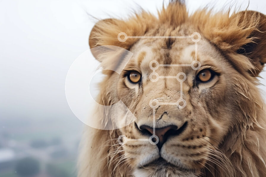 Σετ των 2 Intra Συλλεκτικό Ξύλινο Παζλ Plywood  4mm - Μεγαλοπρεπές λιοντάρι στην ομίχλη Σε Ξύλινο Κουτί - Διαστάσεις: 10x10 cm – 25 κομμάτια