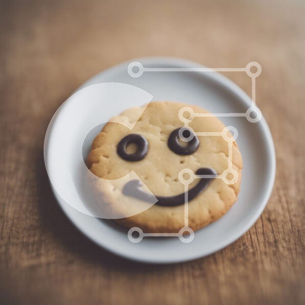 Σετ των 2 Intra Συλλεκτικό Ξύλινο Παζλ Plywood  4mm - Μπισκότο Smiley με σοκολατένιο πάγωμα σε λευκό πιάτο Σε Ξύλινο Κουτί - Διαστάσεις: 10x10 cm – 25 κομμάτια