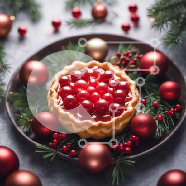 Σετ των 2 Intra Συλλεκτικό Ξύλινο Παζλ Plywood  4mm - Χριστουγεννιάτικη πίτα με γέμιση κερασιού και γιορτινά στολίδια Σε Ξύλινο Κουτί - Διαστάσεις: 10x10 cm – 25 κομμάτια