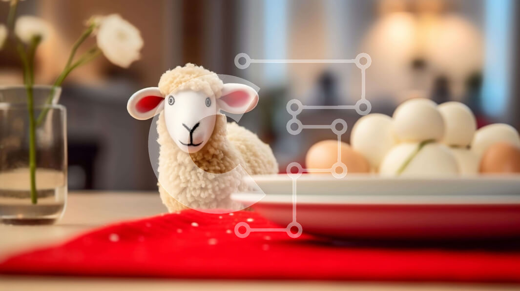 Intra Συλλεκτικό Ξύλινο Παζλ Plywood  4mm - Πασχαλινό παιχνίδι προβάτων με αυγά και διακοσμητικά Σε Ξύλινο Κουτί - Διαστάσεις Puzzle: 10x10 cm – 25 κομμάτια