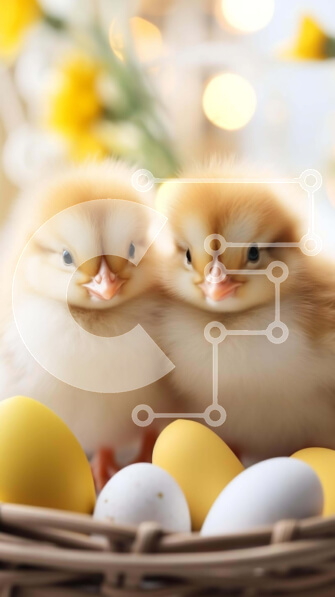 Intra Συλλεκτικό Ξύλινο Παζλ Plywood  4mm - Πασχαλινοί νεοσσοί σε ένα καλάθι με αυγά Σε Ξύλινο Κουτί - Διαστάσεις: 10x10 cm – 25 κομμάτια