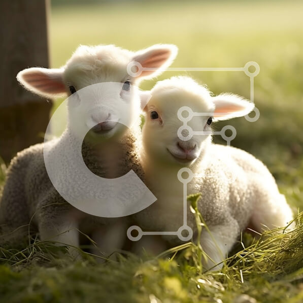 Intra Συλλεκτικό Ξύλινο Παζλ Plywood  4mm - Χαριτωμένη φωτογραφία δύο μωρών αρνιών σε ένα πράσινο χωράφι Σε Ξύλινο Κουτί - Διαστάσεις: 10x10 cm – 25 κομμάτια