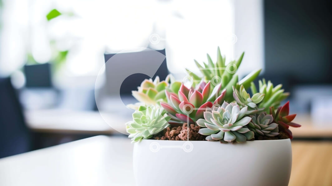 Intra Συλλεκτικό Ξύλινο Παζλ Plywood  4mm - Λευκό σε γλάστρα παχύφυτο σε σκηνικό γραφείου Σε Ξύλινο Κουτί - Διαστάσεις Puzzle: 10x10 cm – 25 κομμάτια