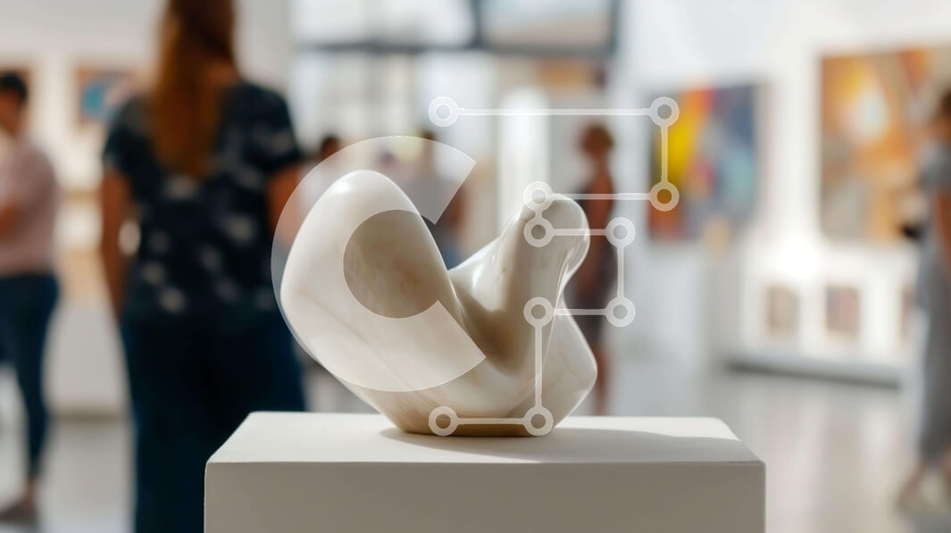 Intra Συλλεκτικό Ξύλινο Παζλ Plywood  4mm - Λευκό γλυπτό σε γκαλερί τέχνης ή μουσείο με ανθρώπους Σε Ξύλινο Κουτί - Διαστάσεις Puzzle: 10x10 cm – 25 κομμάτια