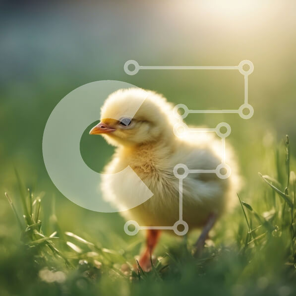 Intra Συλλεκτικό Ξύλινο Παζλ Plywood  4mm - Μικρό κίτρινο νεοσσό που στέκεται στην πράσινη χλόη Σε Ξύλινο Κουτί - Διαστάσεις: 10x10 cm – 25 κομμάτια