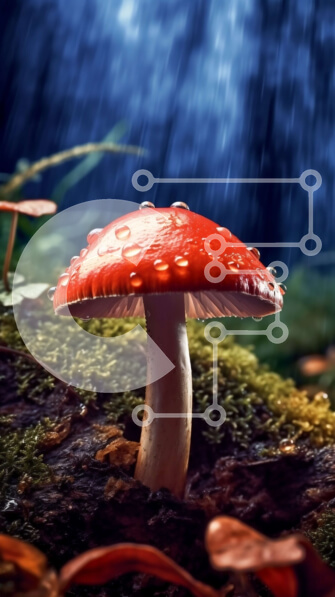 Σετ των 2 Intra Συλλεκτικό Ξύλινο Παζλ Plywood  4mm - Όμορφη εικόνα του κόκκινου μανιταριού που αναπτύσσεται στο υγρό δάσος Σε Ξύλινο Κουτί - Διαστάσεις: 10x10 cm – 25 κομμάτια