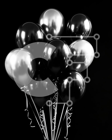 Intra Συλλεκτικό Ξύλινο Παζλ Plywood  4mm - Κομψό μπουκέτο με μπαλόνι μαύρο και ασημί για γιορτές Σε Ξύλινο Κουτί - Διαστάσεις Puzzle: 10x10 cm – 25 κομμάτια